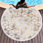 Modern City Geometric Marble Round Beach Towel