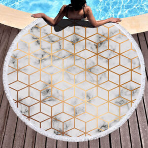Modern City Geometric Marble Round Beach Towel