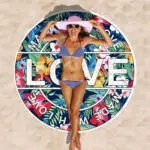 LOVE PINK Round China Beach Towel