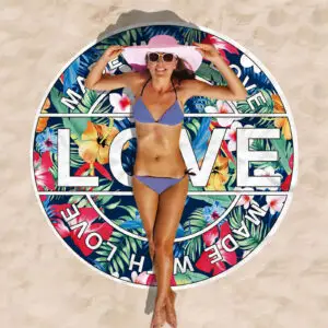 LOVE PINK Round China Beach Towel