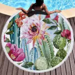 Tropical plants Round Beach Towel USA