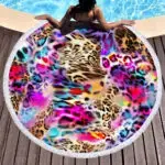 leopard skin printed round beach towel wholesale