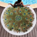 Peacock feather oversized beach towel blanket
