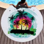 cheap circle beach towel coconut tree